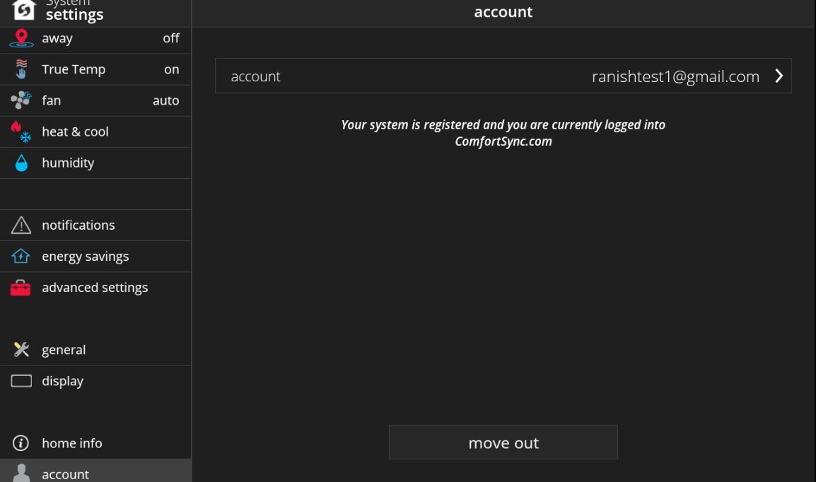 Move out screen